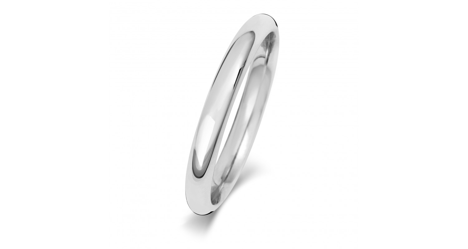 9ct White Gold Court 2.5mm Heavyweight Band